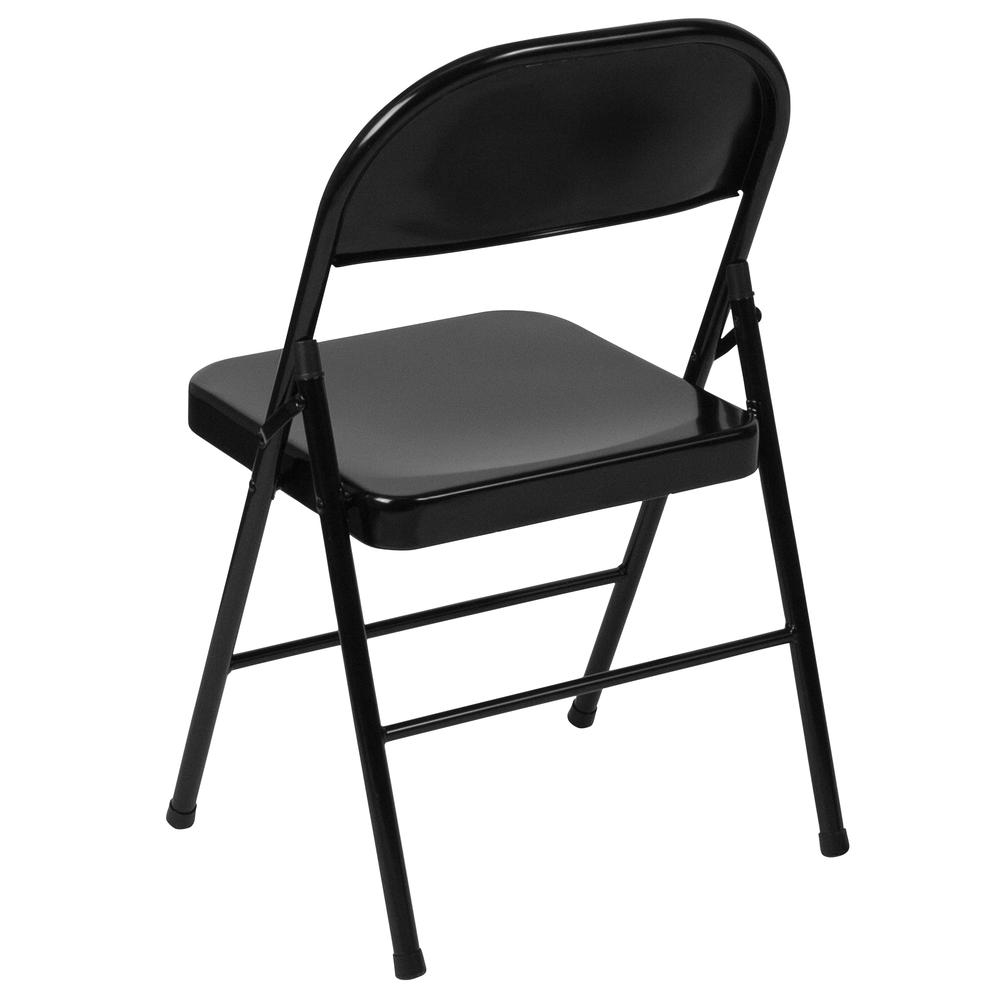 Double Braced Black Metal Folding Chair. Picture 13