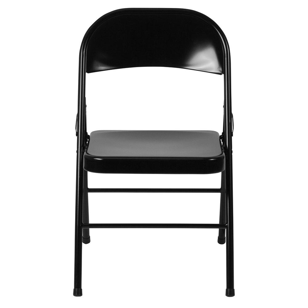 Double Braced Black Metal Folding Chair. Picture 14