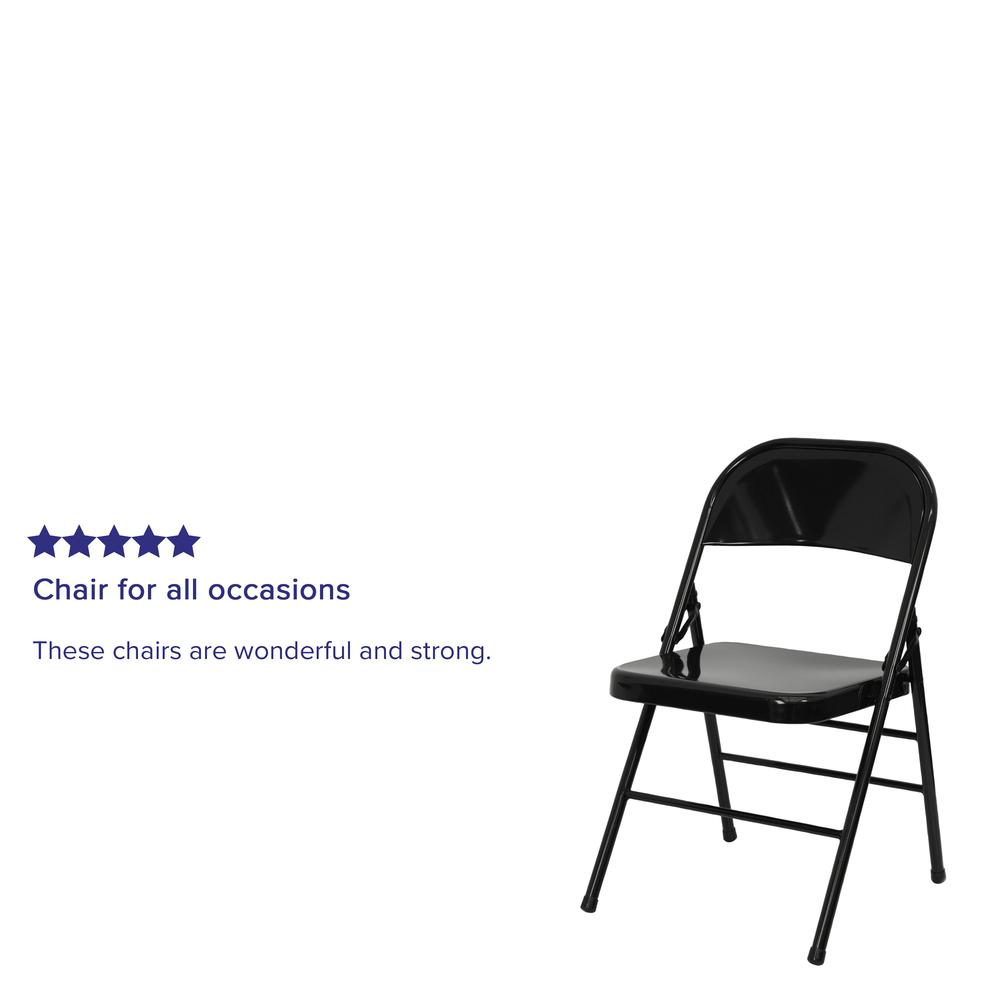 Double Braced Black Metal Folding Chair. Picture 19
