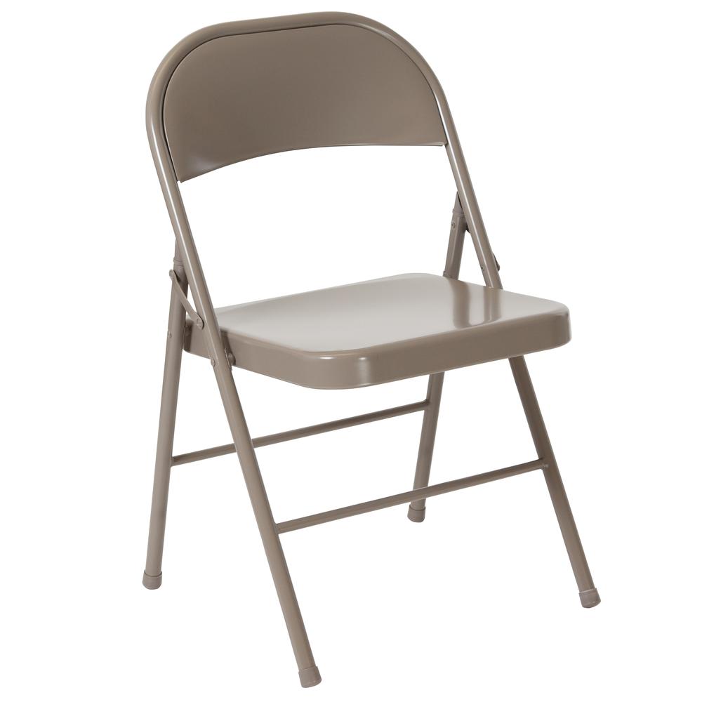 Double Braced Gray Metal Folding Chair. Picture 9