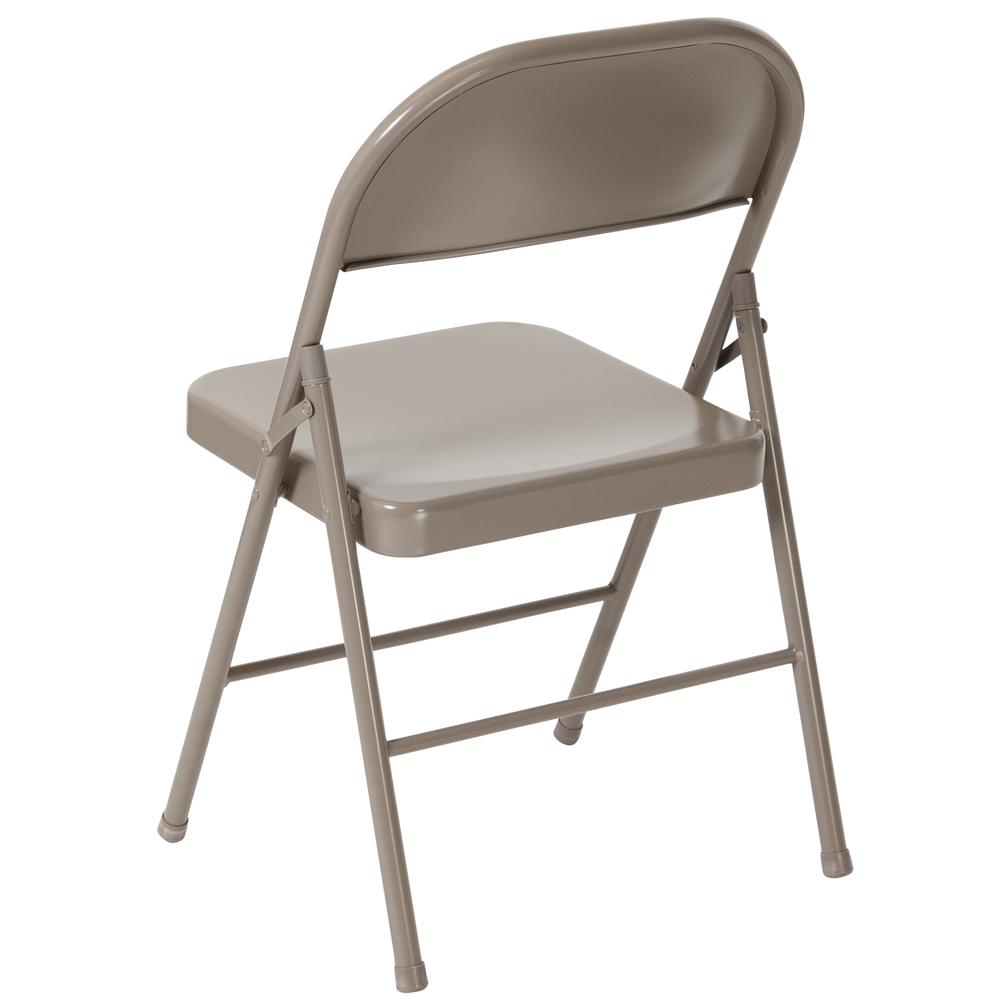 Double Braced Gray Metal Folding Chair. Picture 12