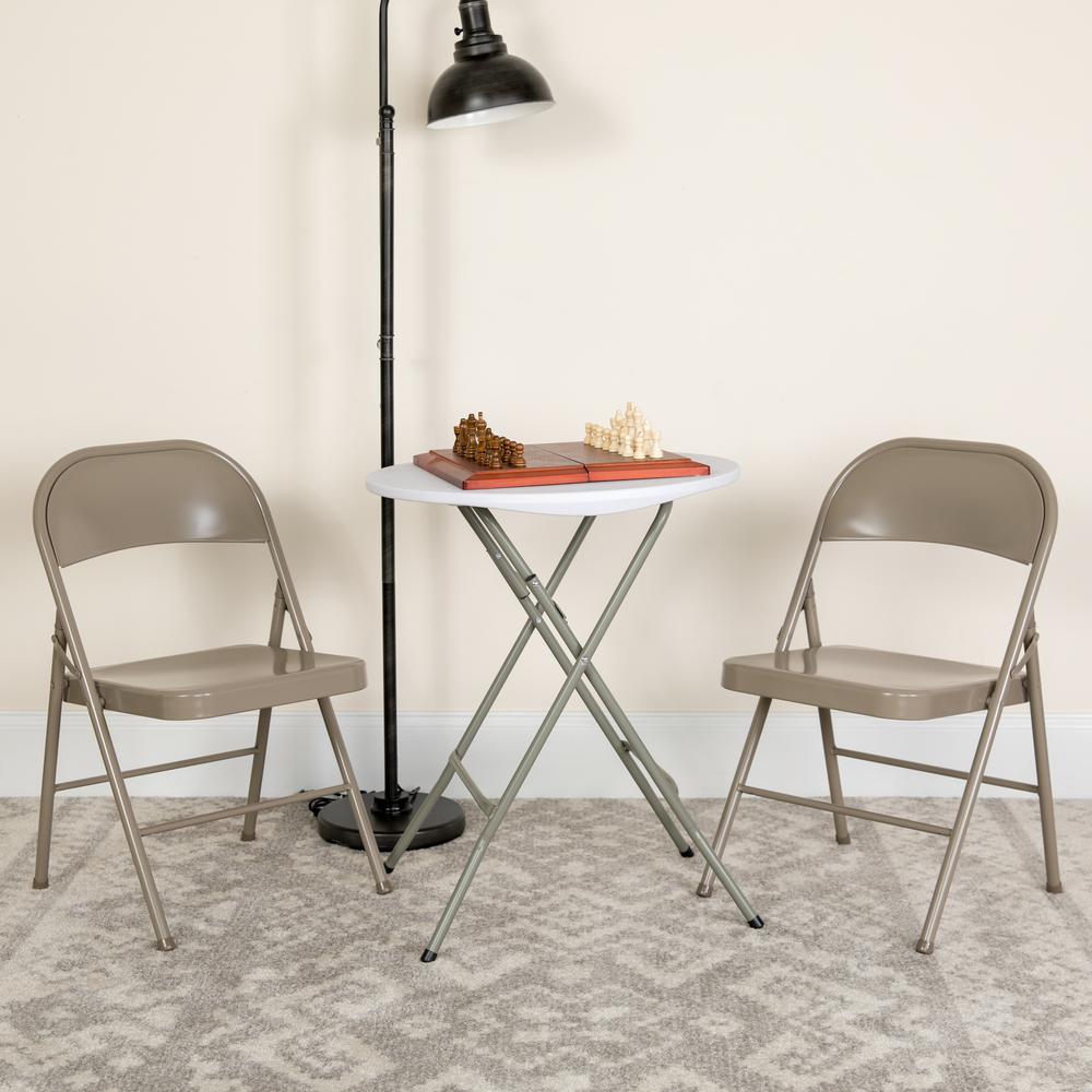 Double Braced Gray Metal Folding Chair. Picture 17
