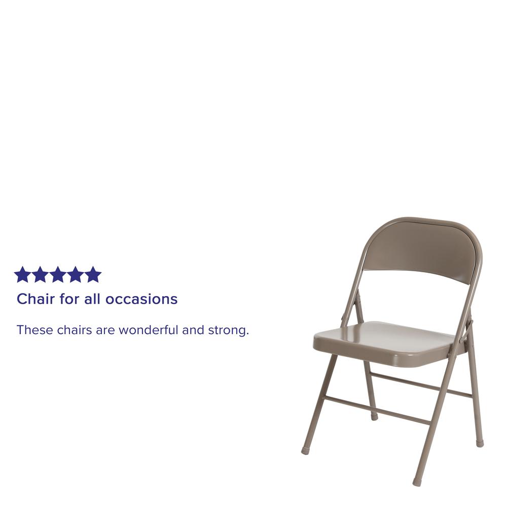 Double Braced Gray Metal Folding Chair. Picture 18