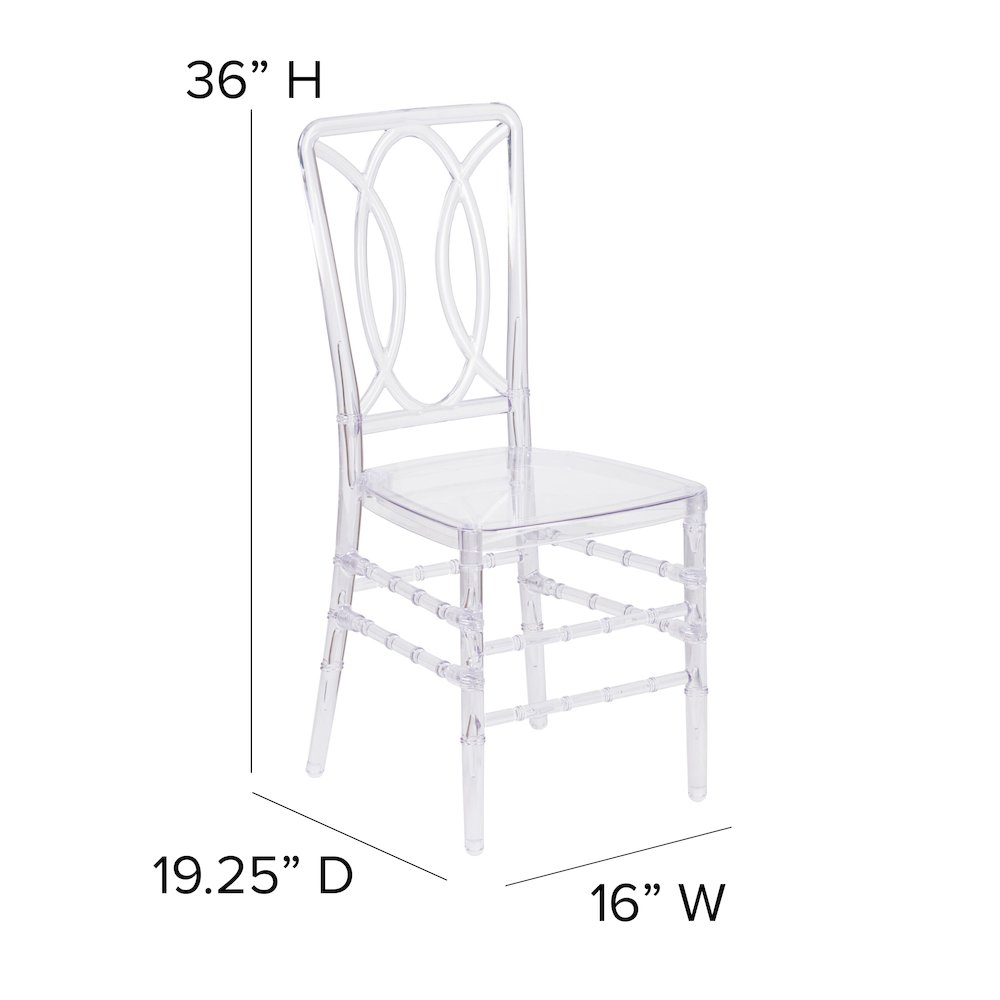 Elegance Crystal Ice Stacking Chair with Designer Back. Picture 6