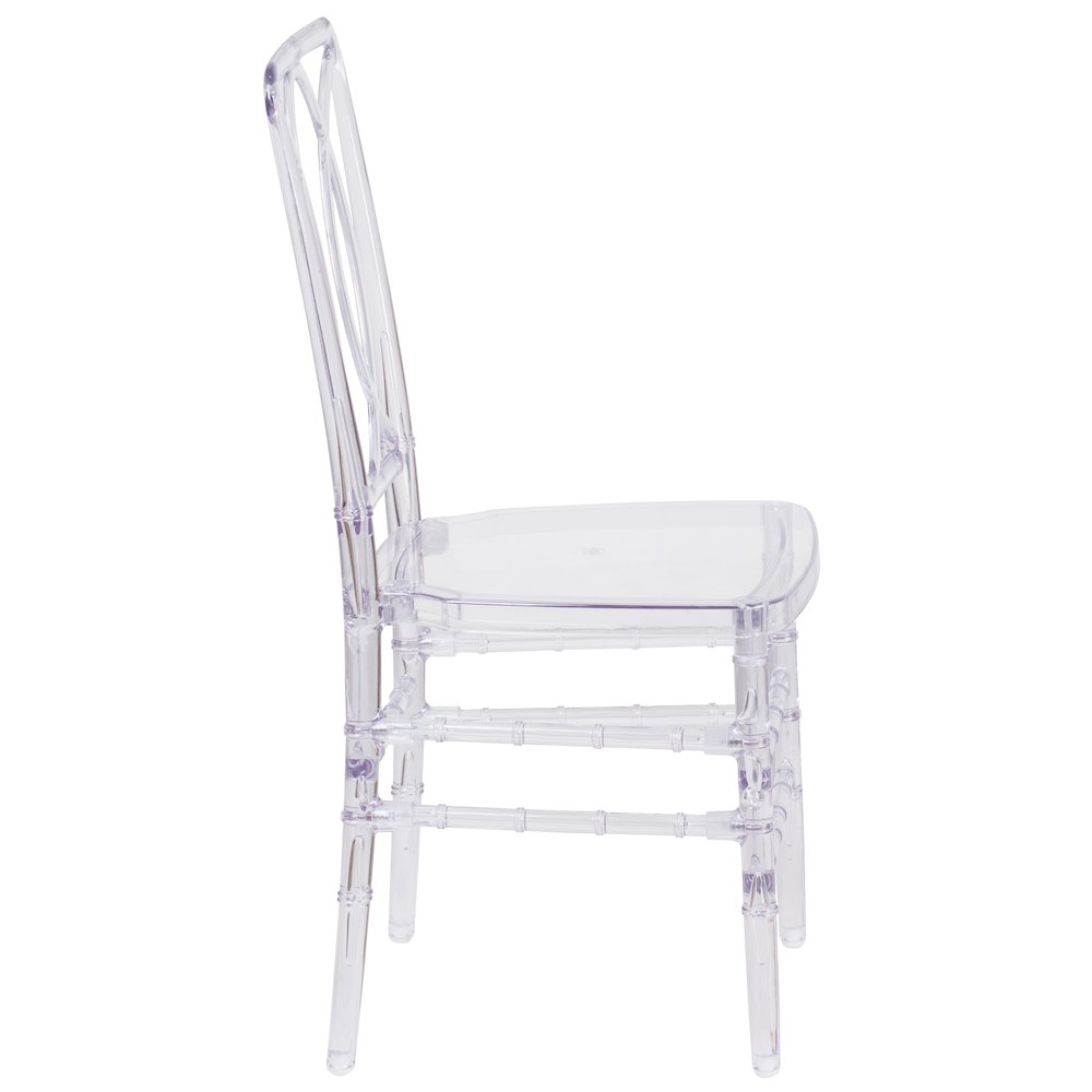Elegance Crystal Ice Stacking Chair with Designer Back. Picture 9