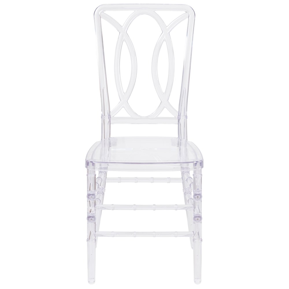 Elegance Crystal Ice Stacking Chair with Designer Back. Picture 10