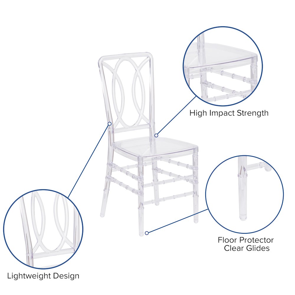 Elegance Crystal Ice Stacking Chair with Designer Back. Picture 5