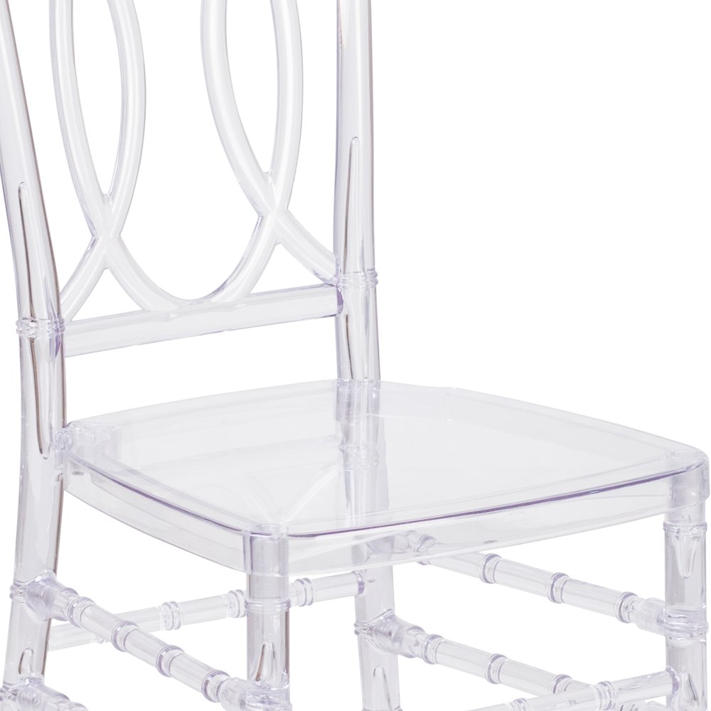Elegance Crystal Ice Stacking Chair with Designer Back. Picture 8