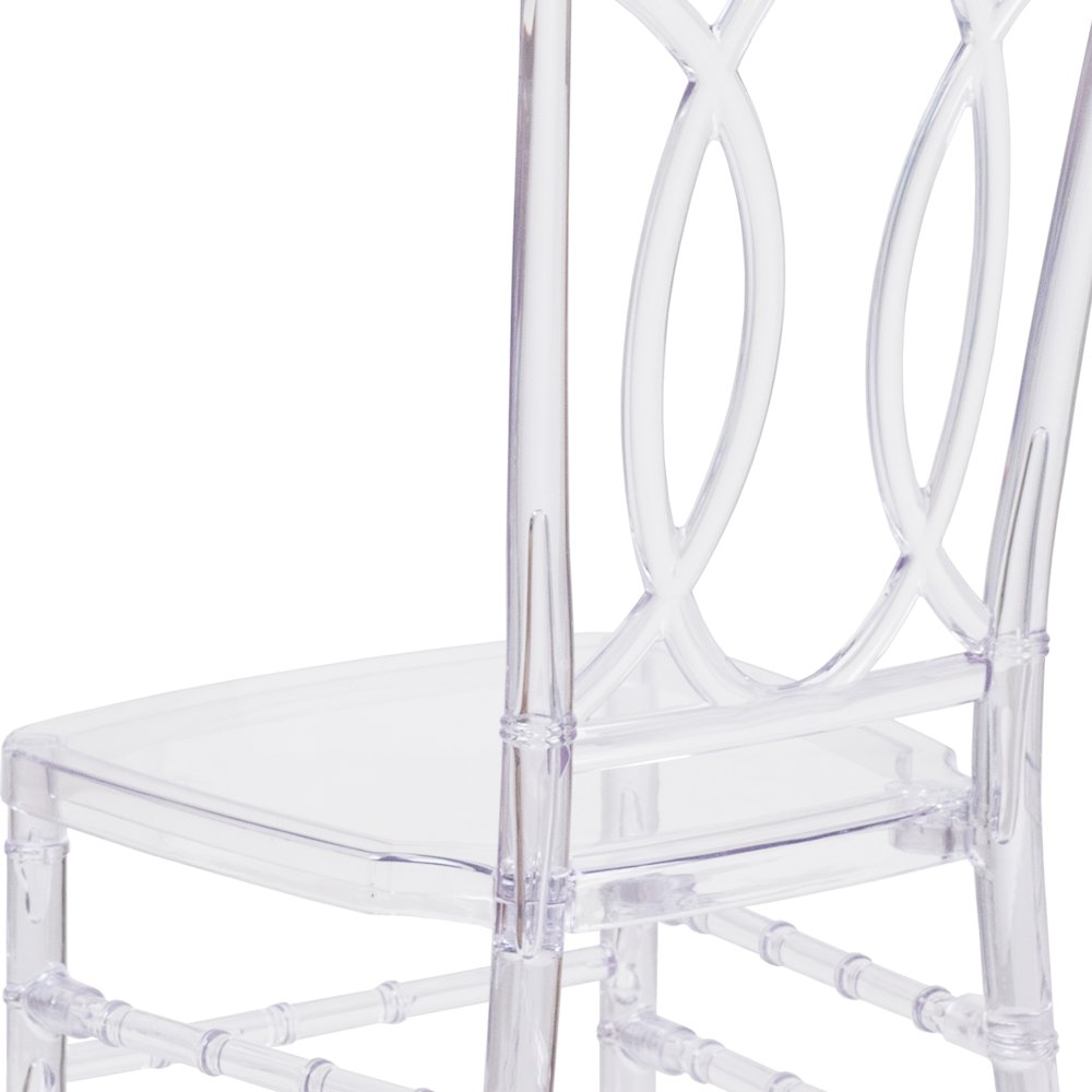 Elegance Crystal Ice Stacking Chair with Designer Back. Picture 11
