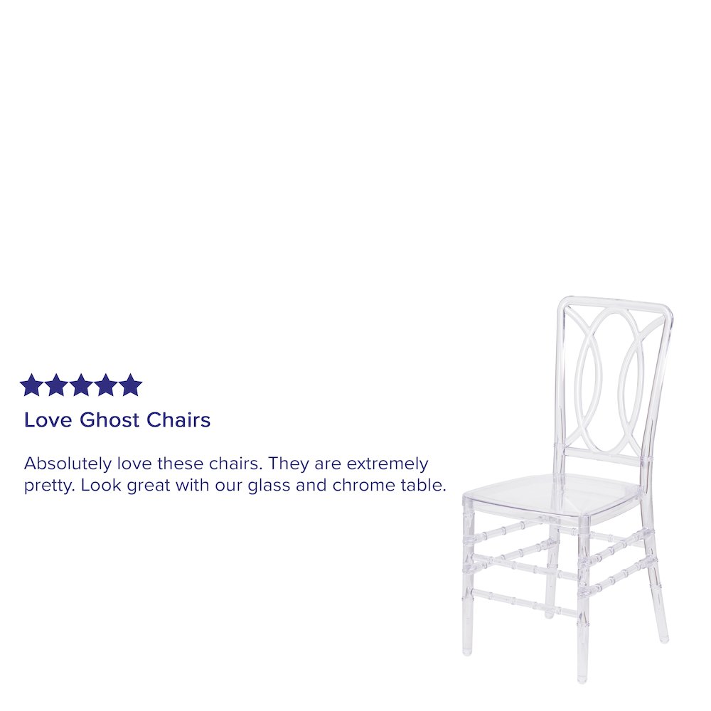 Elegance Crystal Ice Stacking Chair with Designer Back. Picture 4