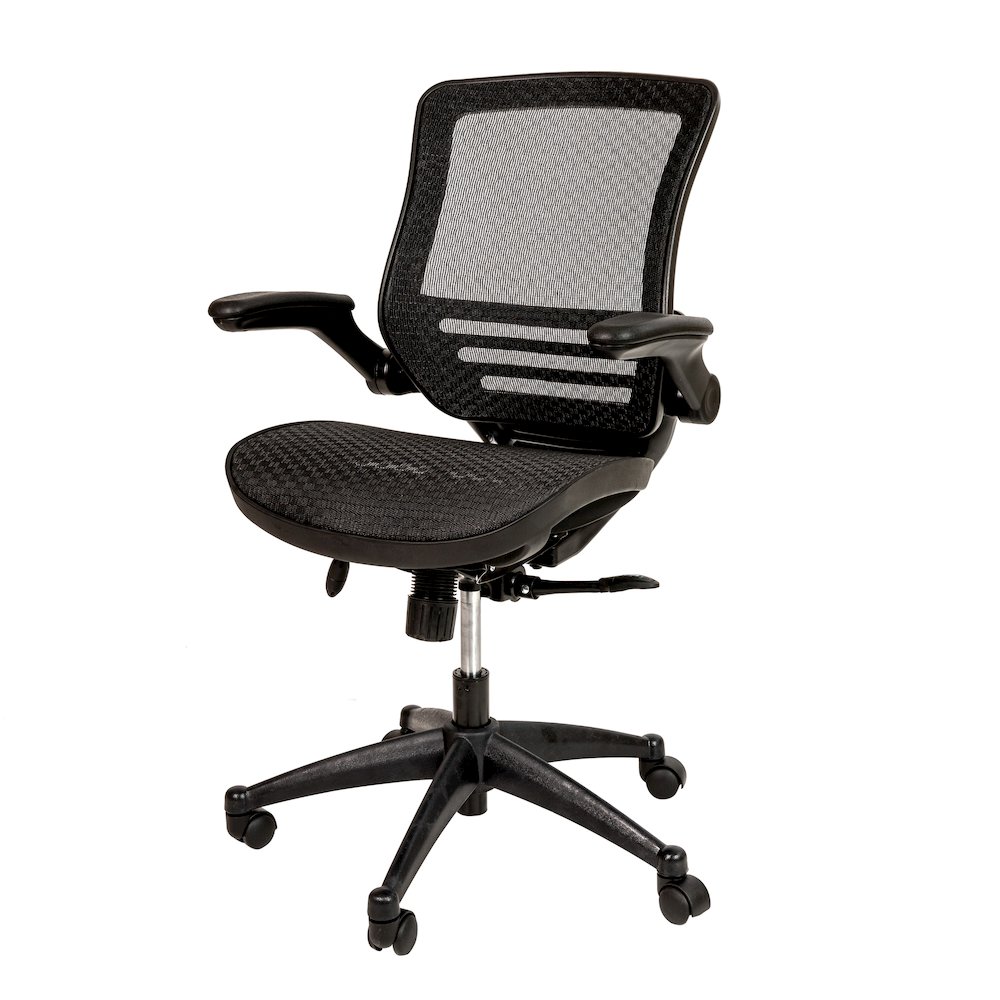 Mid-Back Black Mesh Executive Swivel Office Chair with Black Frame. Picture 1