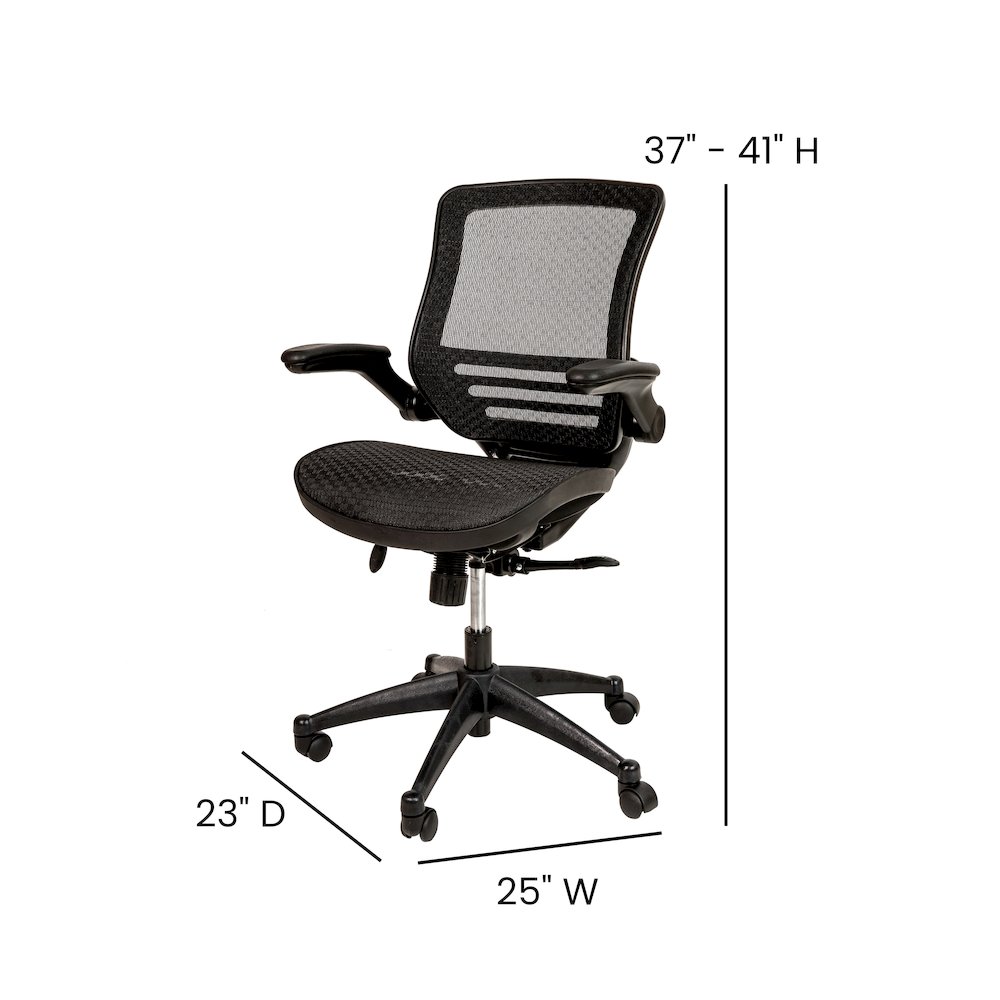 Mid-Back Black Mesh Executive Swivel Office Chair with Black Frame. Picture 7