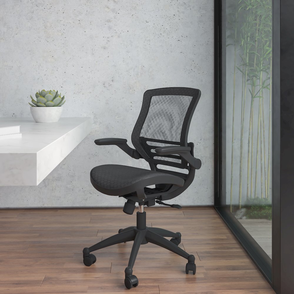 Mid-Back Black Mesh Executive Swivel Office Chair with Black Frame. Picture 2