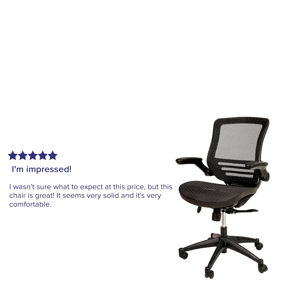 Mid-Back Black Mesh Executive Swivel Office Chair with Black Frame. Picture 5