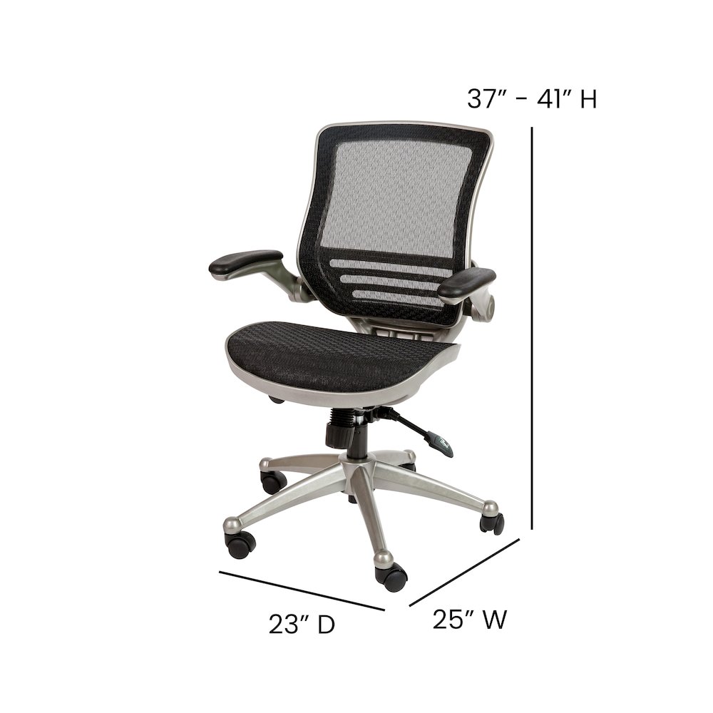 Mid-Back Black Mesh Executive Swivel Office Chair with Graphite Silver Frame. Picture 7
