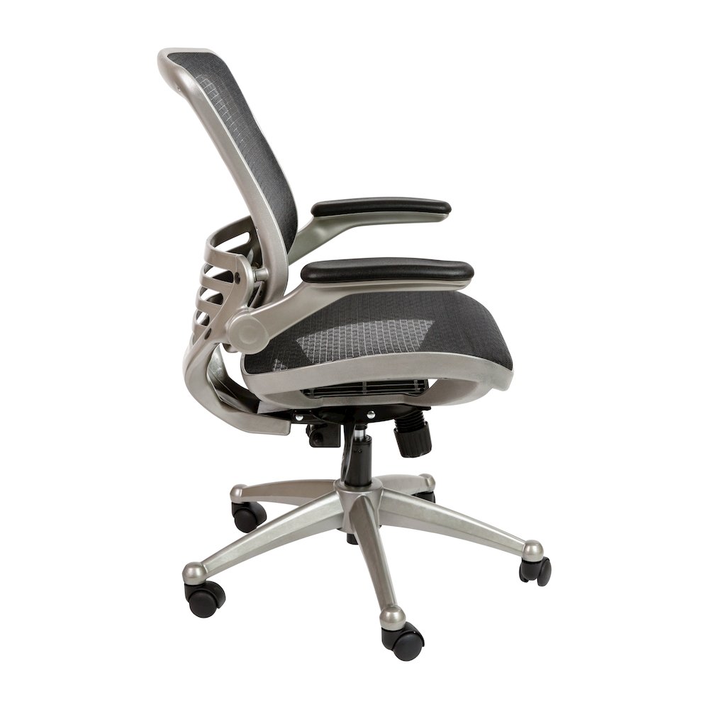 Mid-Back Black Mesh Executive Swivel Office Chair with Graphite Silver Frame. Picture 10