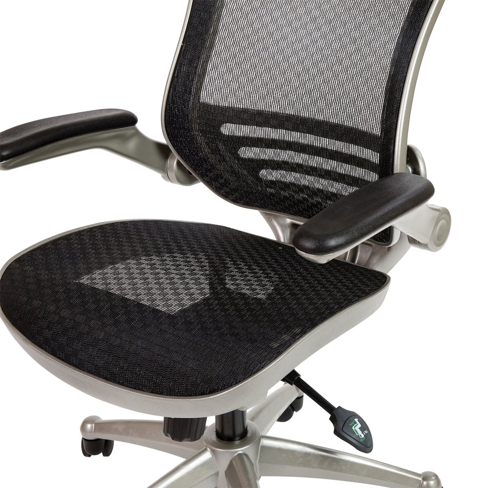Mid-Back Black Mesh Executive Swivel Office Chair with Graphite Silver Frame. Picture 9