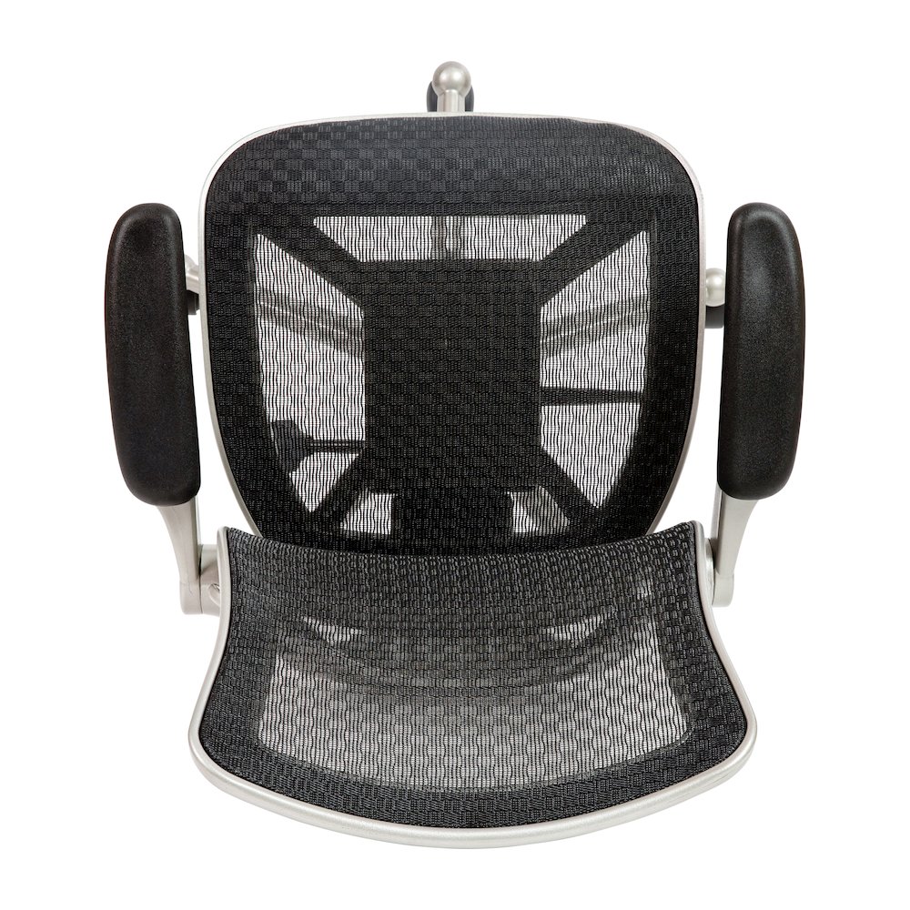 Mid-Back Black Mesh Executive Swivel Office Chair with Graphite Silver Frame. Picture 12