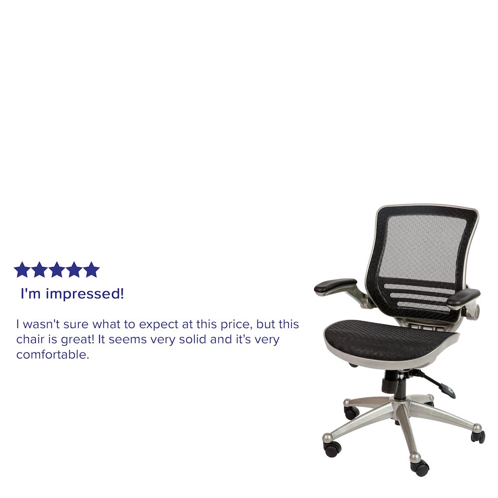 Mid-Back Black Mesh Executive Swivel Office Chair with Graphite Silver Frame. Picture 5