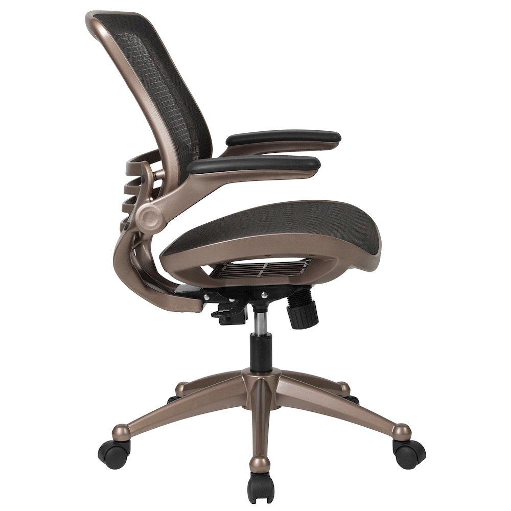 Mid-Back Black Mesh Executive Swivel Office Chair with Melrose Gold Frame. Picture 10