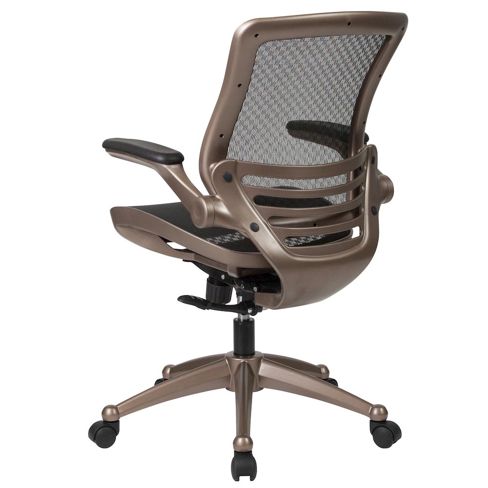 Mid-Back Black Mesh Executive Swivel Office Chair with Melrose Gold Frame. Picture 8