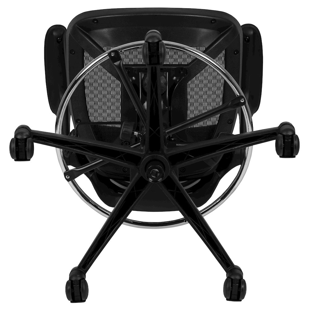 Mid-Back Transparent Black Mesh Drafting Chair with Black Frame and Flip-Up Arms. Picture 17