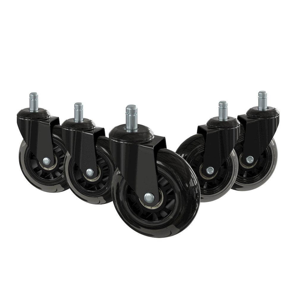 Polyurethane Replacement Rolling Wheels for Gaming and Office Chairs - Set of 5. Picture 3