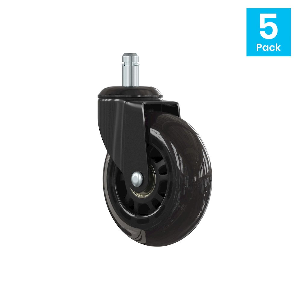Polyurethane Replacement Rolling Wheels for Gaming and Office Chairs - Set of 5. Picture 1
