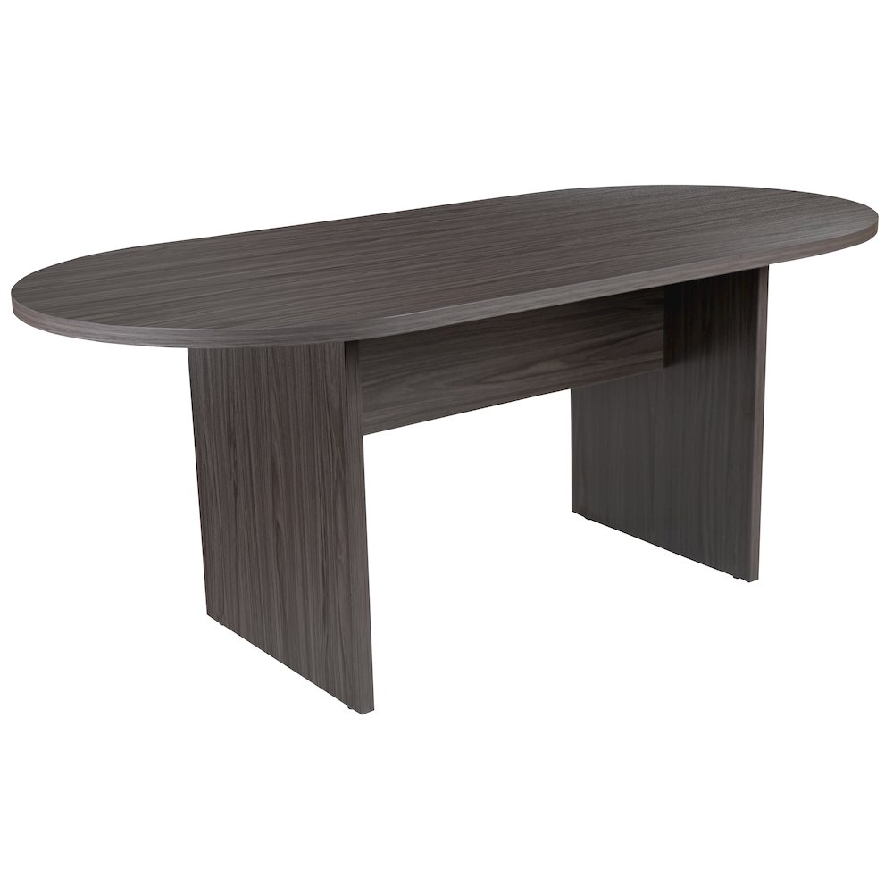 5 Piece Gray Conference Table Set with 4 Black and Chrome Executive Chairs. Picture 9