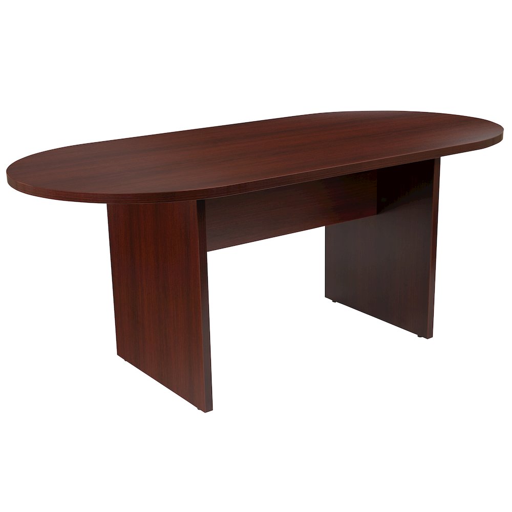 5 Piece Mahogany Conference Table Set with 4 Black Task Chairs. Picture 9