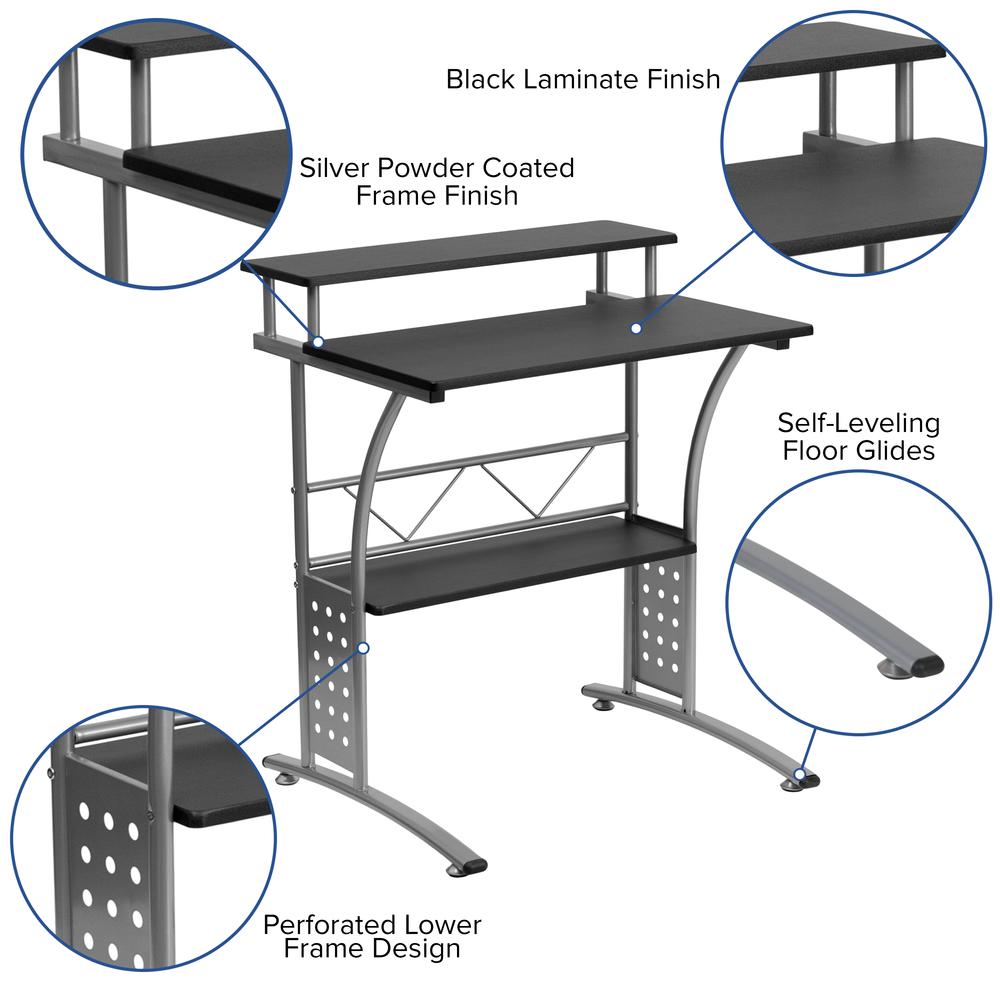 Work From Home Kit - Black Computer Desk, Ergonomic Mesh Office Chair and Locking Mobile Filing Cabinet with Inset Handles. Picture 7