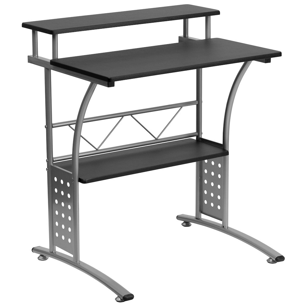 Work From Home Kit - Black Computer Desk, Ergonomic Mesh/LeatherSoft Office Chair and Locking Mobile Filing Cabinet. Picture 4