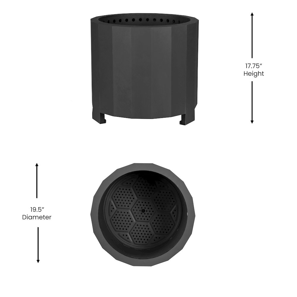 19.5 inch Smokeless Outdoor Firepit, Natural Wood, Black. Picture 6
