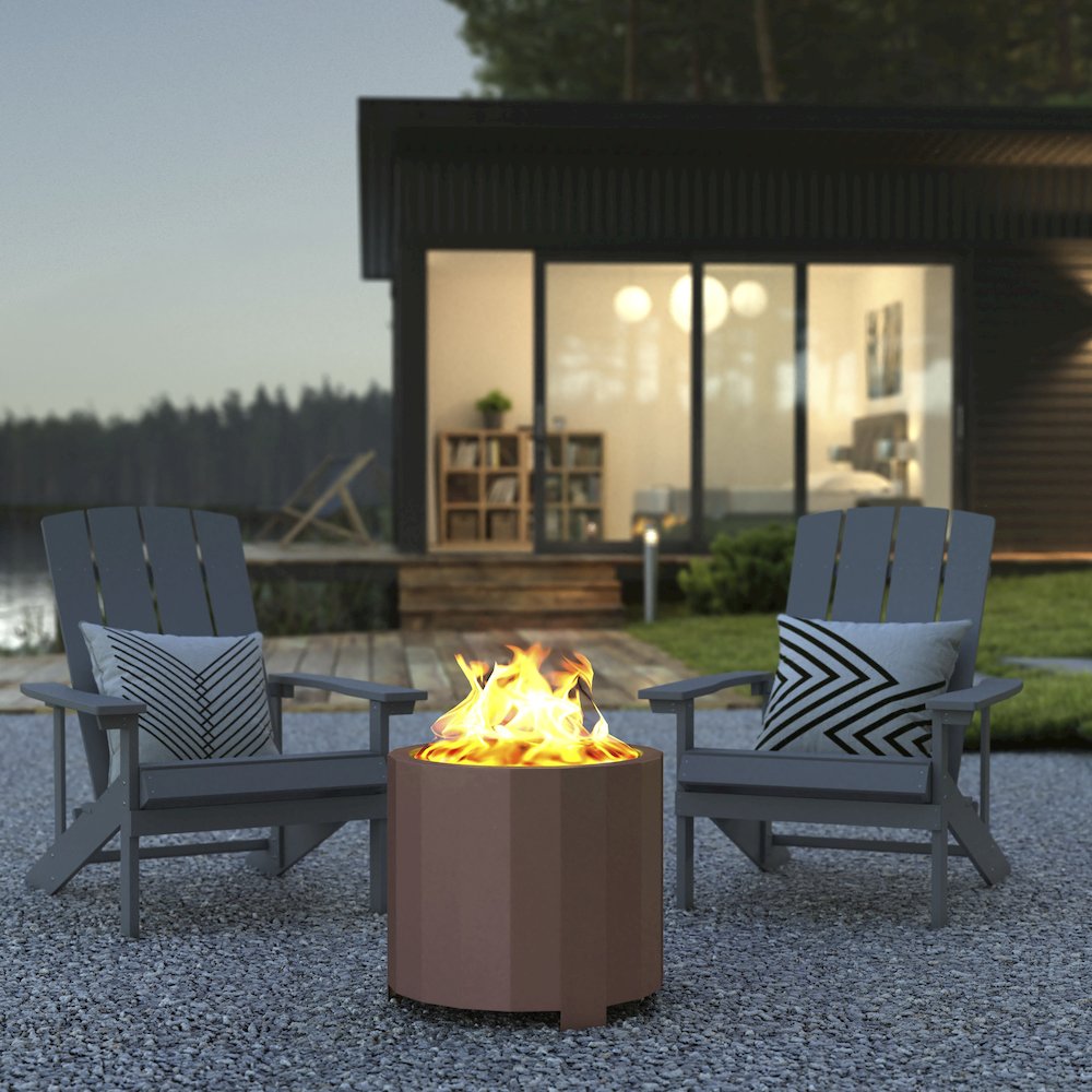 19.5 inch Smokeless Outdoor Firepit, Natural Wood, Bronze. Picture 7