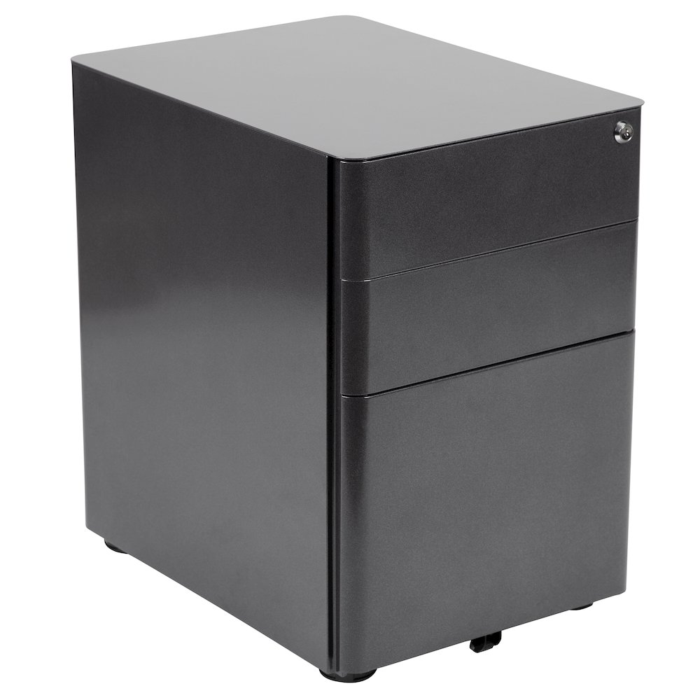 Work From Home Kit - Adjustable Computer Desk, Ergonomic Mesh Office Chair and Locking Mobile Filing Cabinet with Side Handles. Picture 5