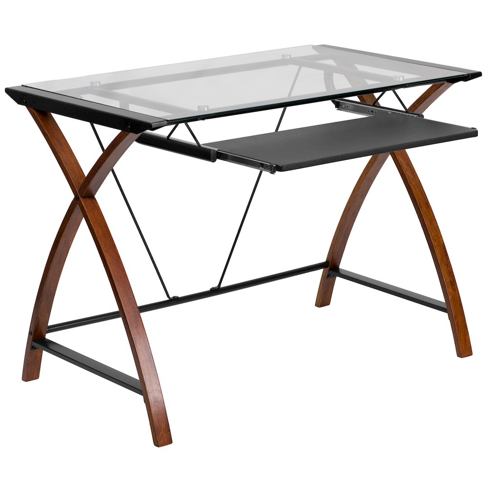 Work From Home Kit - Glass Desk with Keyboard Tray, Ergonomic Mesh Office Chair and Filing Cabinet with Lock & Inset Handles. Picture 4