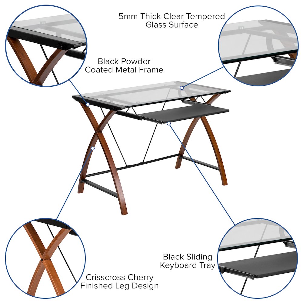 Work From Home Kit - Glass Desk with Keyboard Tray, Ergonomic Mesh Office Chair and Filing Cabinet with Lock & Inset Handles. Picture 7