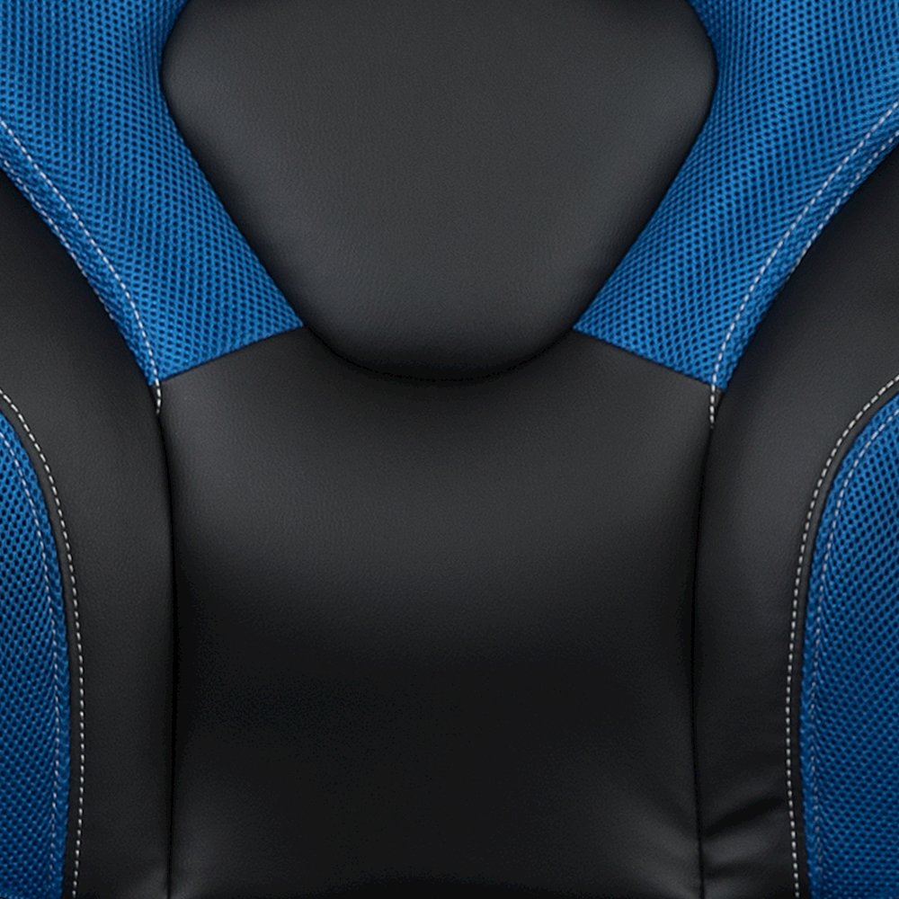 Black Gaming Desk and Blue and Black Racing Chair Set. Picture 13