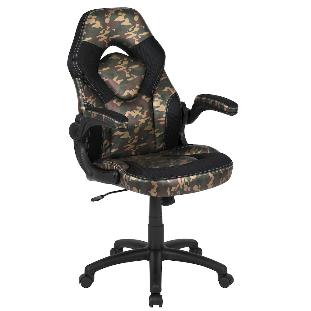 Black Gaming Desk and Camouflage/Black Racing Chair Set. Picture 9