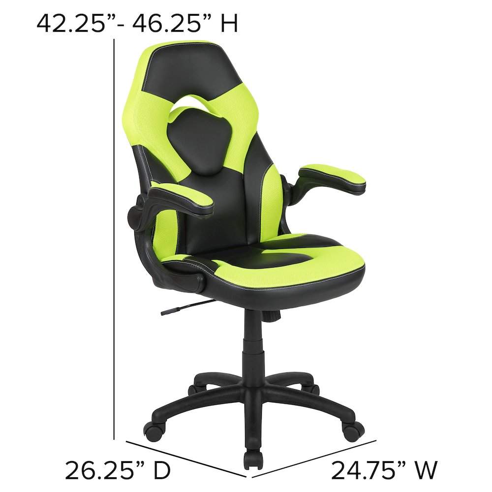 Black Gaming Desk and Green/Black Racing Chair Set. Picture 6