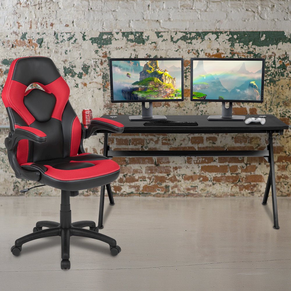 Gaming Desk and Red/Black Racing Chair Set. Picture 2