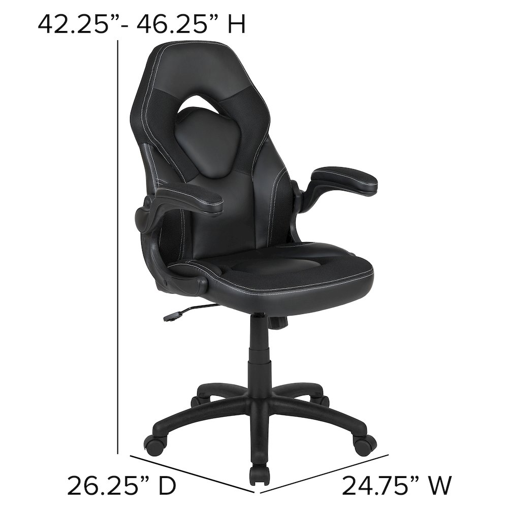 Red Gaming Desk and Black Racing Chair Set with Cup Holder and Headphone Hook. Picture 6