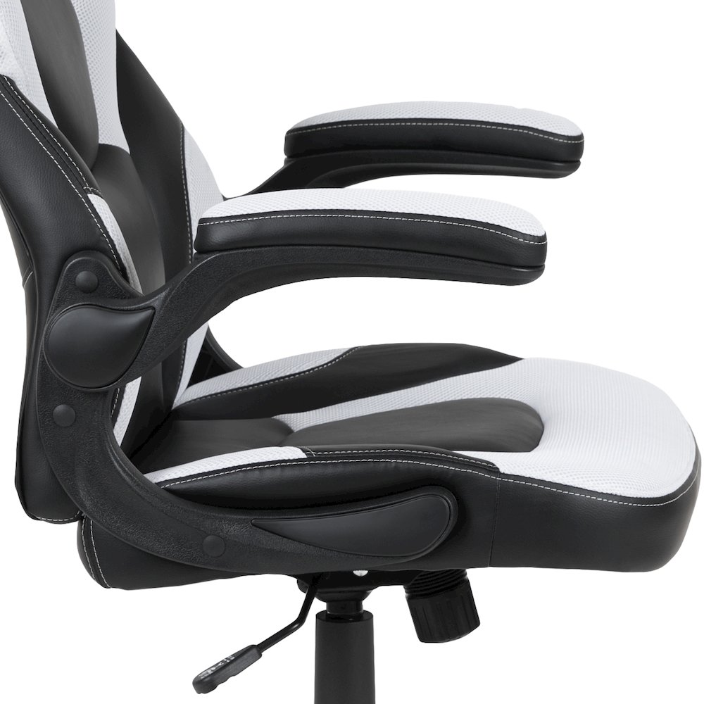 Red Gaming Desk and White/Black Racing Chair Set. Picture 11