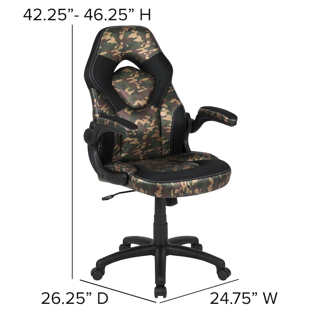 Black Gaming Desk and Camouflage/Black Racing Chair Set. Picture 6