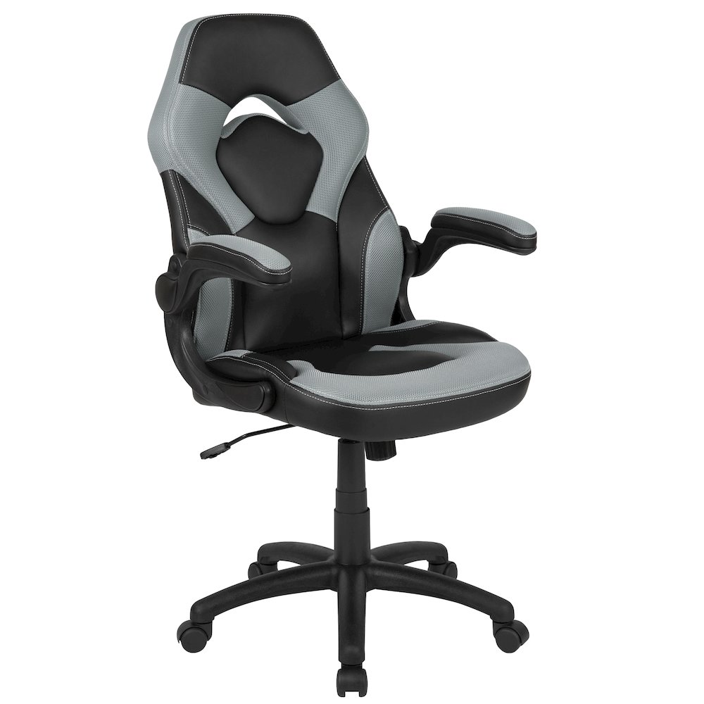 Black Gaming Desk and Gray/Black Racing Chair Set. Picture 8