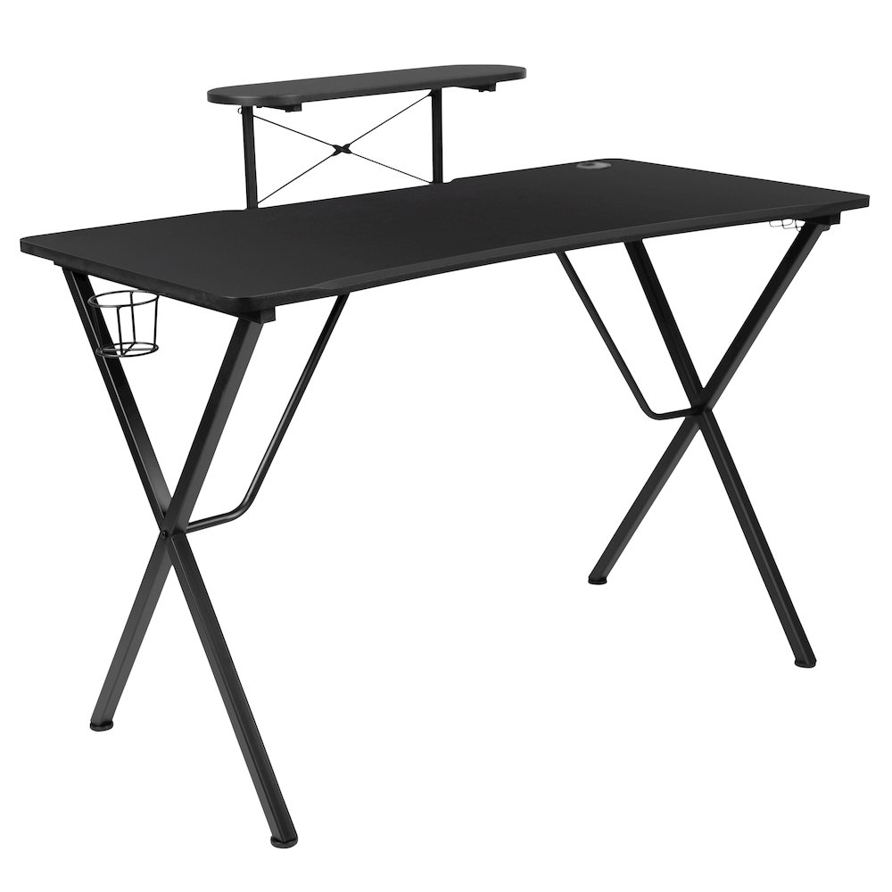 Black Gaming Desk and Pink/Black Racing Chair Set. Picture 10