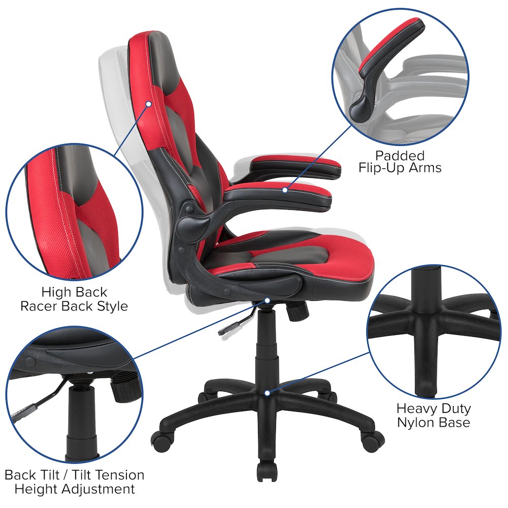 Black Gaming Desk and Red/Black Racing Chair Set. Picture 4