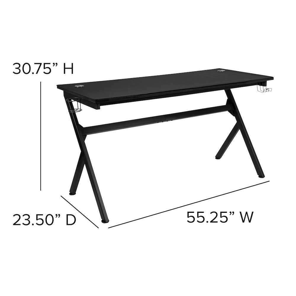 Gaming Desk and Blue/Black Reclining Gaming Chair Set. Picture 7