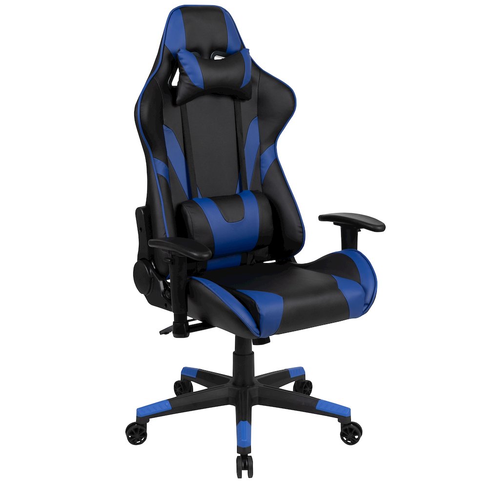 Gaming Desk and Blue/Black Reclining Gaming Chair Set. Picture 9