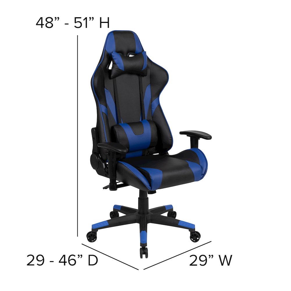 Black Gaming Desk and Blue Reclining Gaming Chair Set. Picture 6